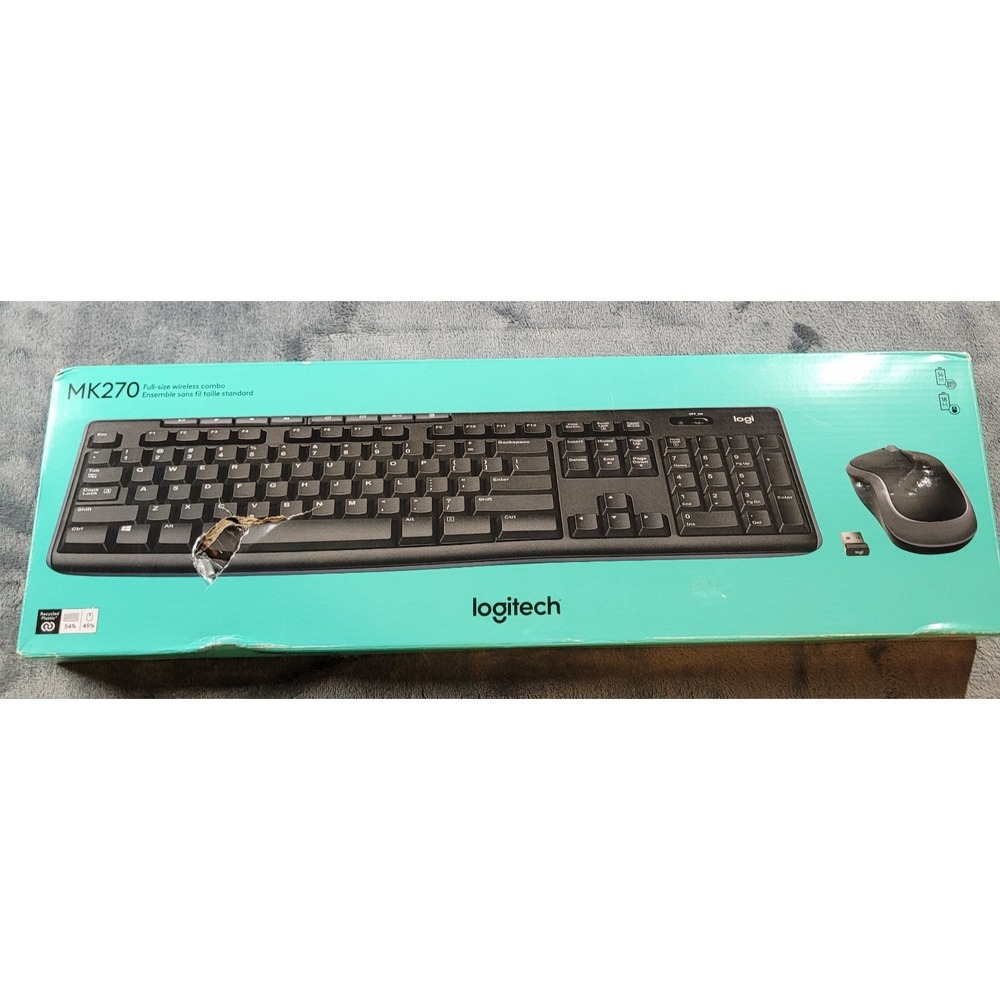 Logitech MK270 Wireless Keyboard & Mouse Combo Black New